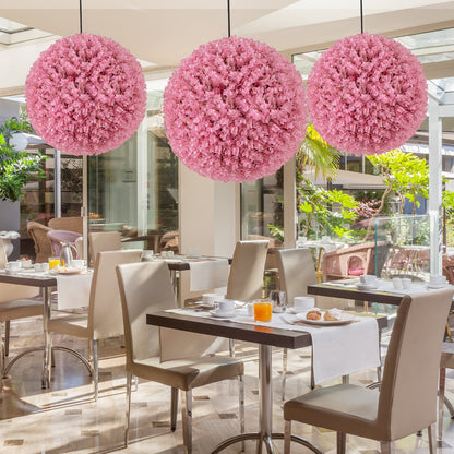 Bolas decorativas de eucalipto falso morado de 17.5 pulgadas con 7 capas de hojas para patio trasero, porche, jardín y boda - Rosa