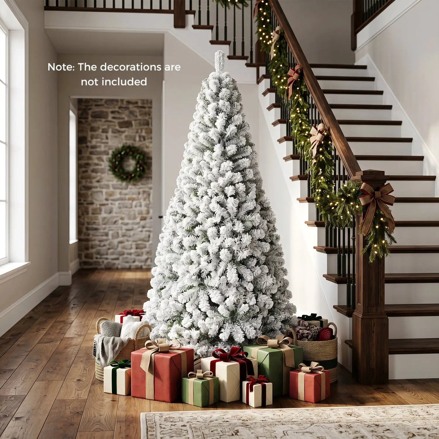 Snow Flocked 6 ft Christmas Tree on Metal Stand