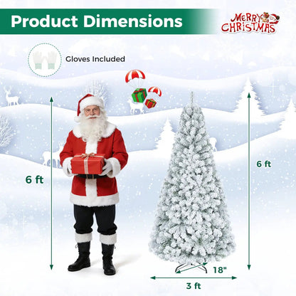 Snow Flocked 6 ft Christmas Tree on Metal Stand