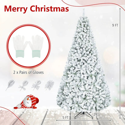 Snow-Flocked Artificial Christmas Tree with Stand