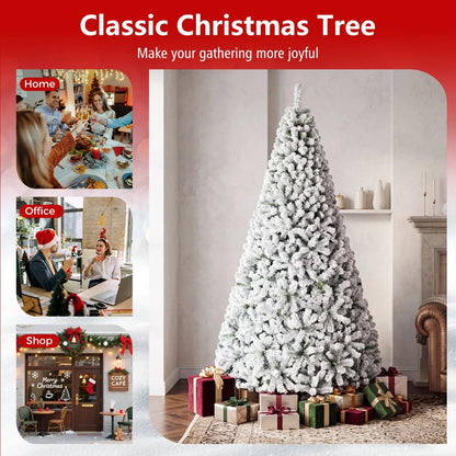 Snow-Flocked Artificial Christmas Tree with Stand