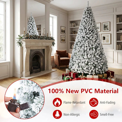 Snow-Flocked Artificial Christmas Tree with Stand