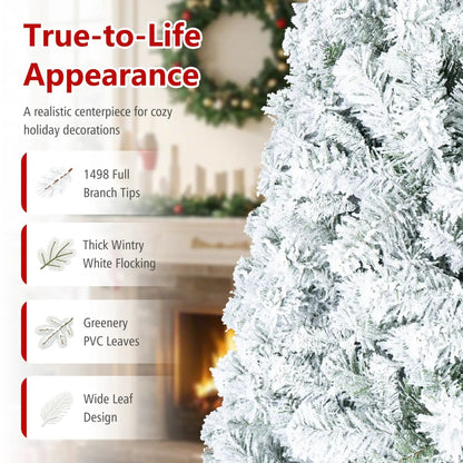 Snow-Flocked Artificial Christmas Tree with Stand