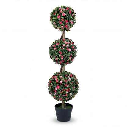 Triple Ball Rose Topiary Tree with Blooms