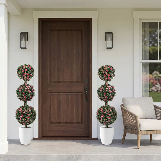 Triple Ball Rose Topiary Tree with Blooms