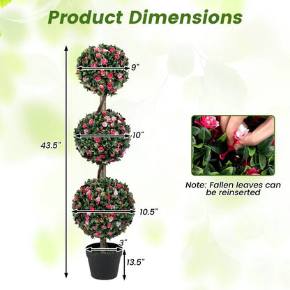 Triple Ball Rose Topiary Tree with Blooms