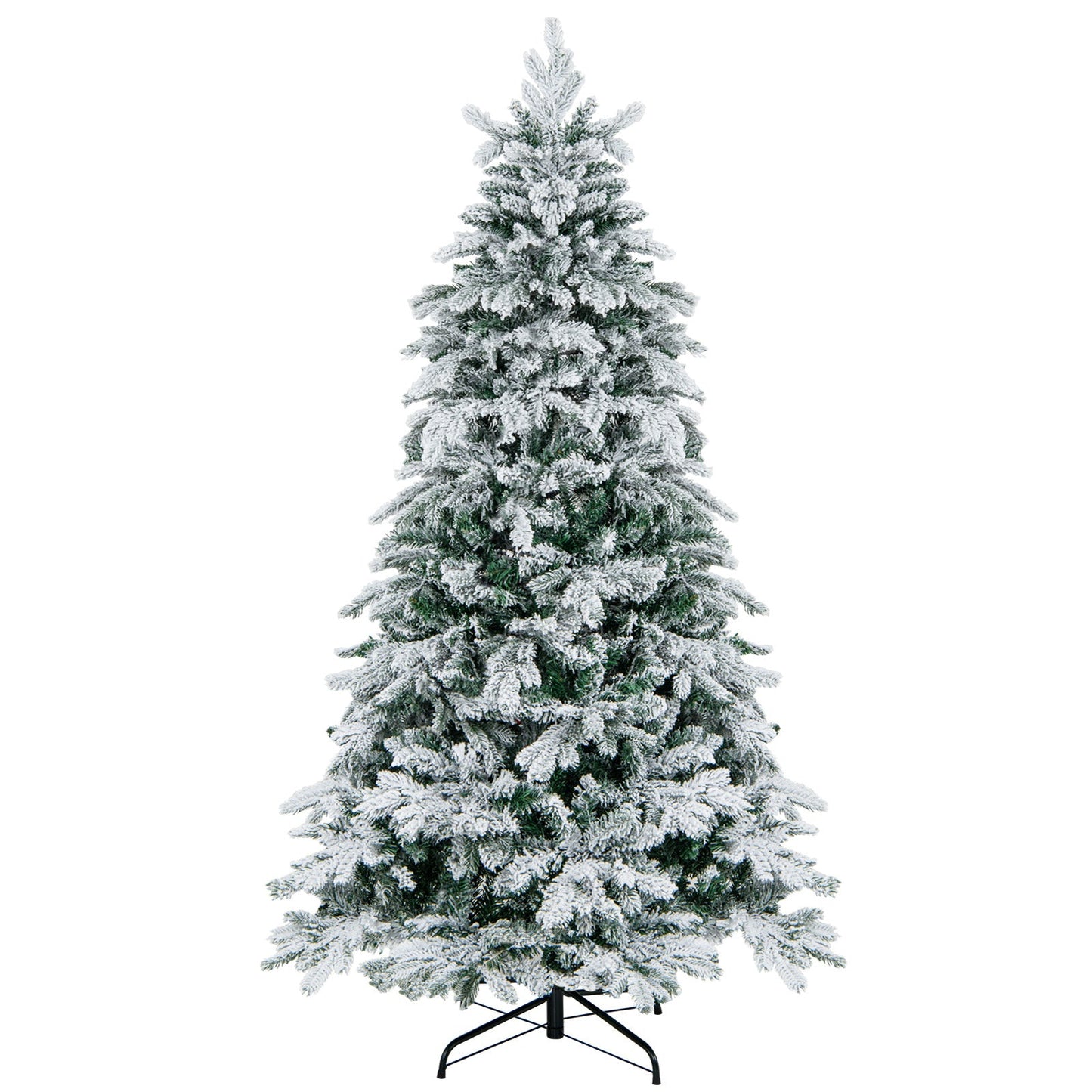 4.5/6/7 Feet Flocked Christmas Tree with Warm White LED Lights