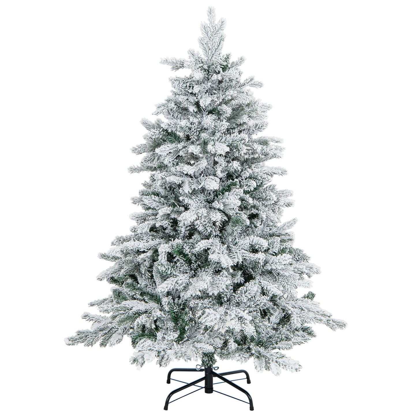 4.5/6/7 Feet Flocked Christmas Tree with Warm White LED Lights