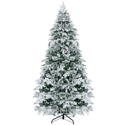 4.5/6/7 Feet Flocked Christmas Tree with Warm White LED Lights