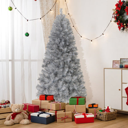 Árbol de Navidad artificial con puntas de rama y luces LED blancas cálidas - 1.83 m