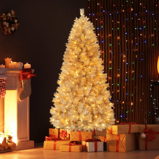 Artificial Xmas Tree with Branch Tips and Warm White LED Lights-6FT - Tampa Home & Garden Store