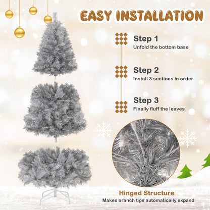 Árbol de Navidad artificial con puntas de rama y luces LED blancas cálidas - 1.83 m