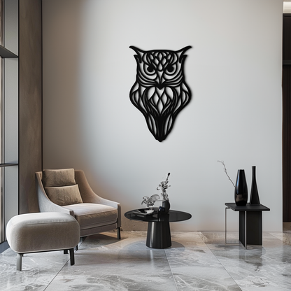 Artistic Owl Silhouette Metal Wall Art – Intricate Black Animal Decor- KAF546 - Tampa Home & Garden Store