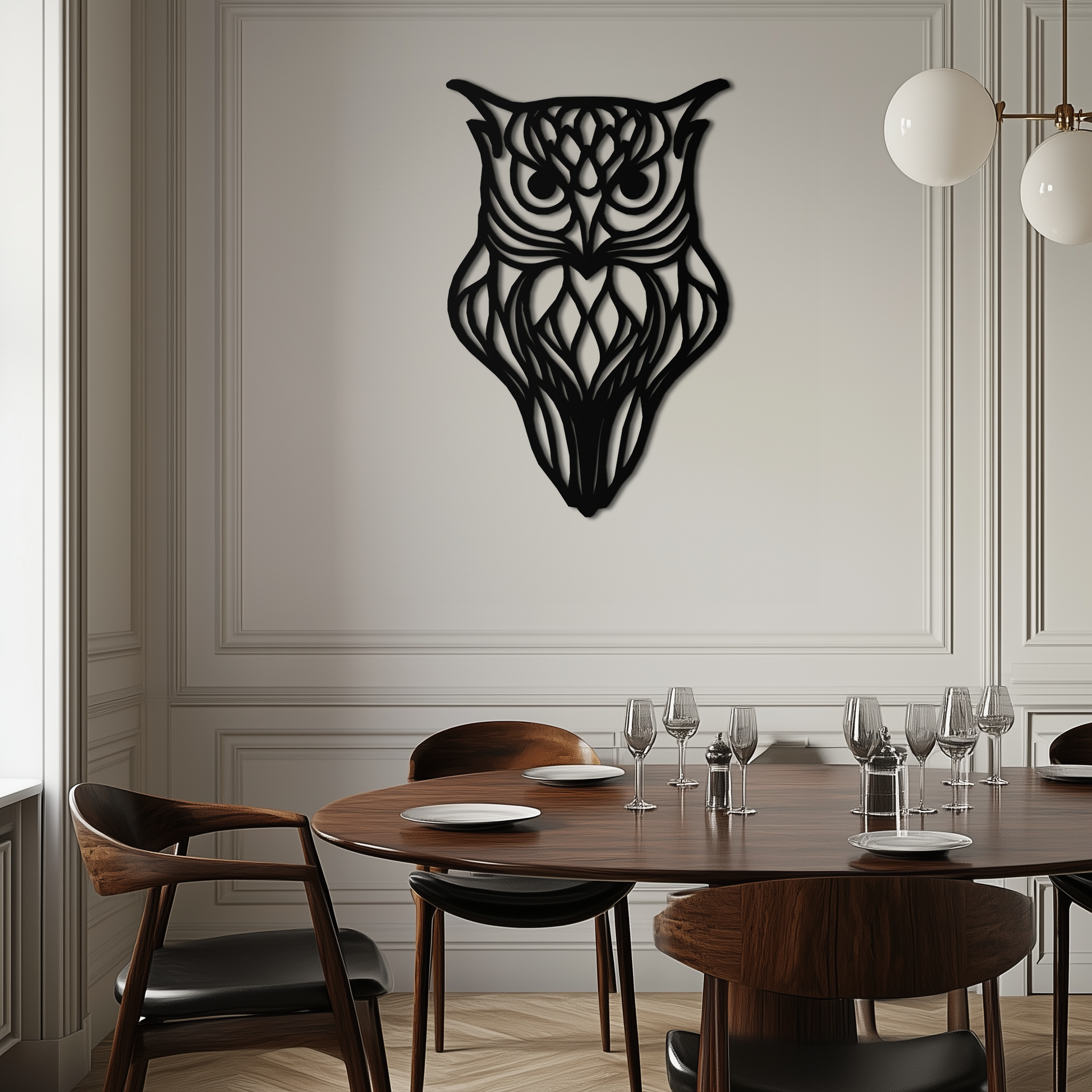 Artistic Owl Silhouette Metal Wall Art – Intricate Black Animal Decor- KAF546 - Tampa Home & Garden Store