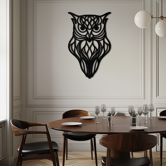 Artistic Owl Silhouette Metal Wall Art – Intricate Black Animal Decor- KAF546 - Tampa Home & Garden Store