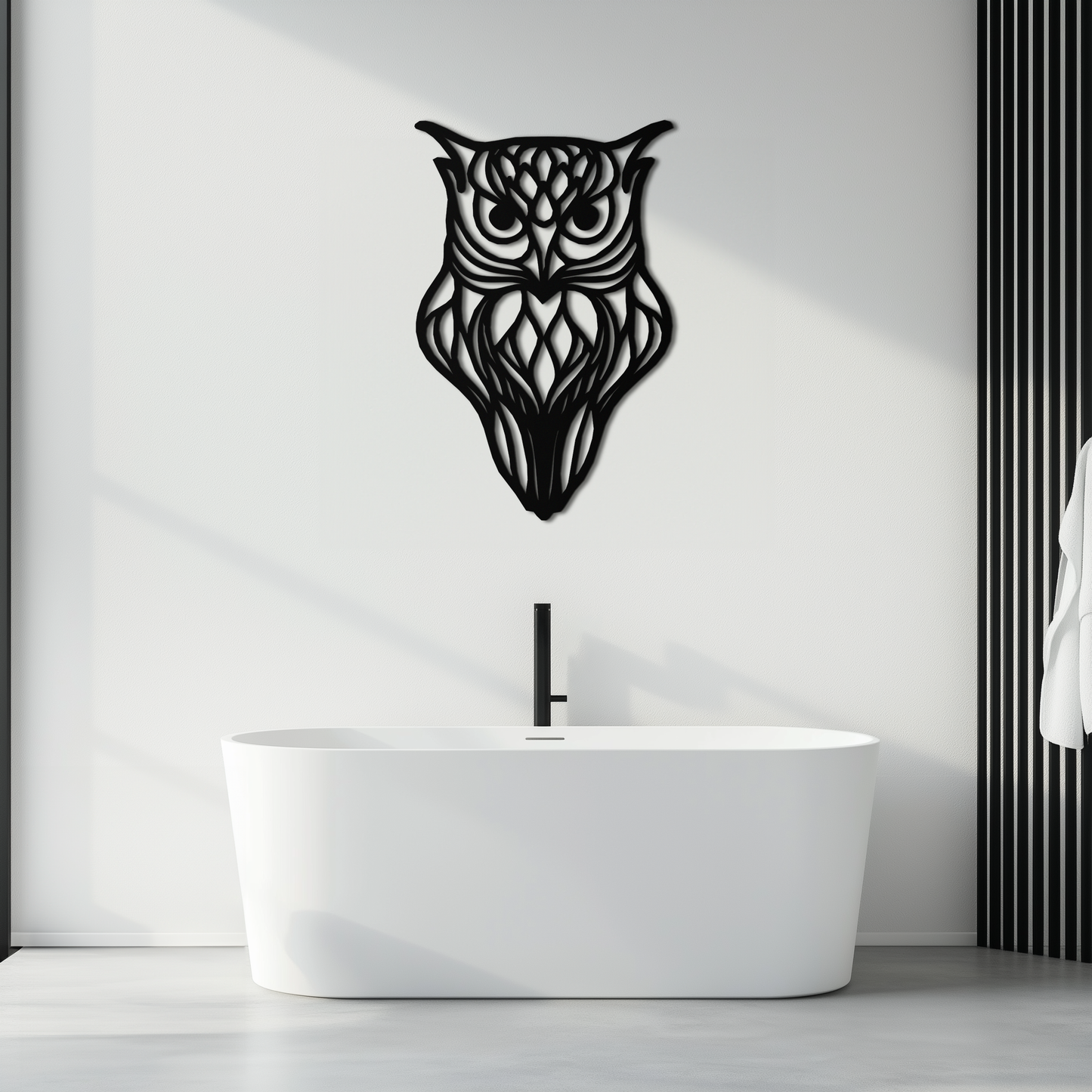 Artistic Owl Silhouette Metal Wall Art – Intricate Black Animal Decor- KAF546 - Tampa Home & Garden Store