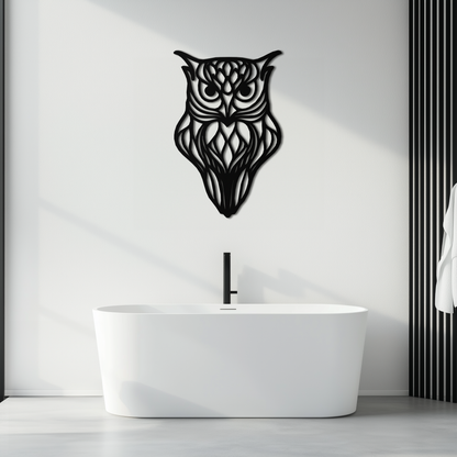 Artistic Owl Silhouette Metal Wall Art – Intricate Black Animal Decor- KAF546 - Tampa Home & Garden Store