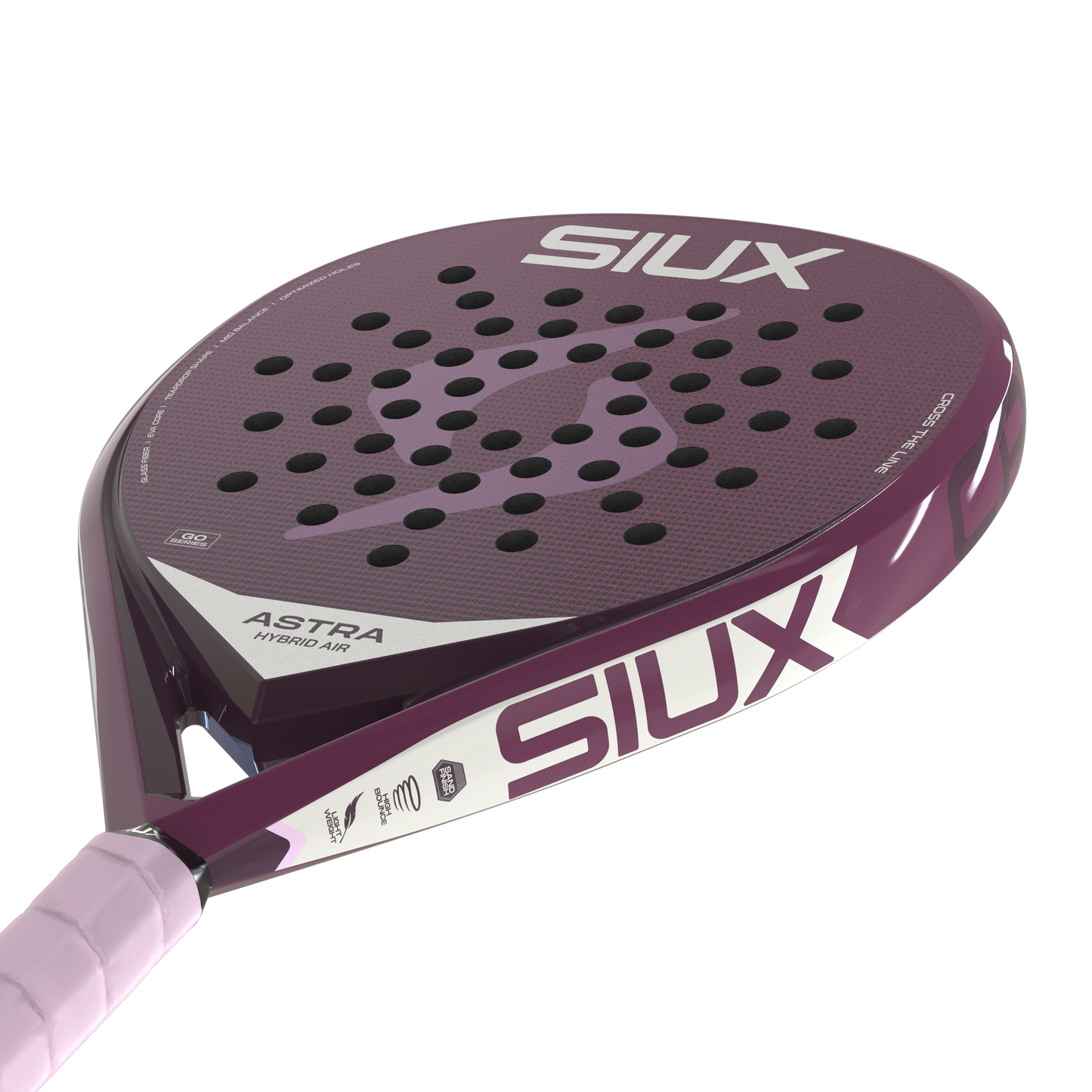 Siux Astra Go Hybrid Air 2026 Padel Racket in purple with perforated surface on Tampa Home & Garden Store