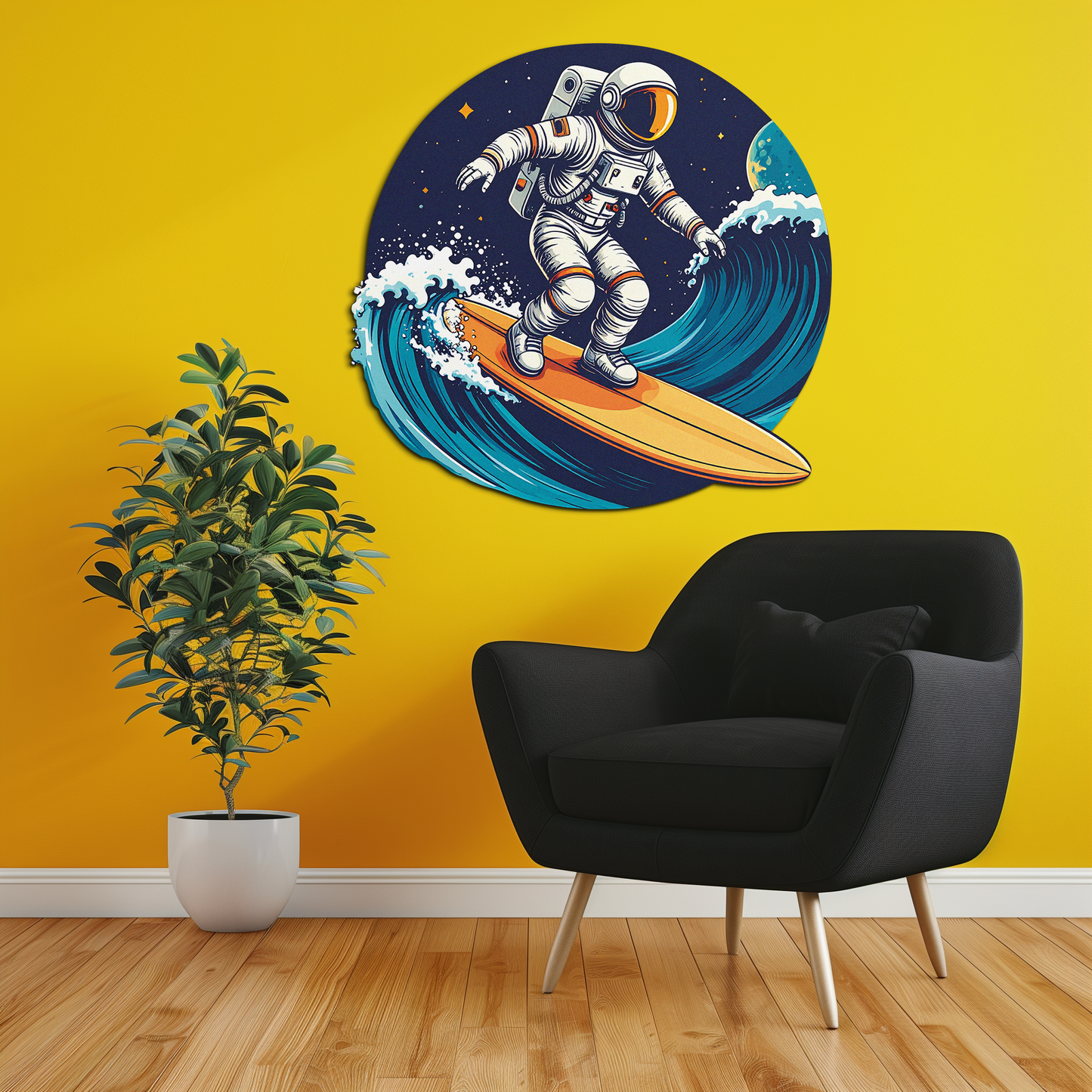Astronaut Surfing Metal Wall Art – Space Wave UV Printed Decor-KAFUVM010 - Tampa Home & Garden Store