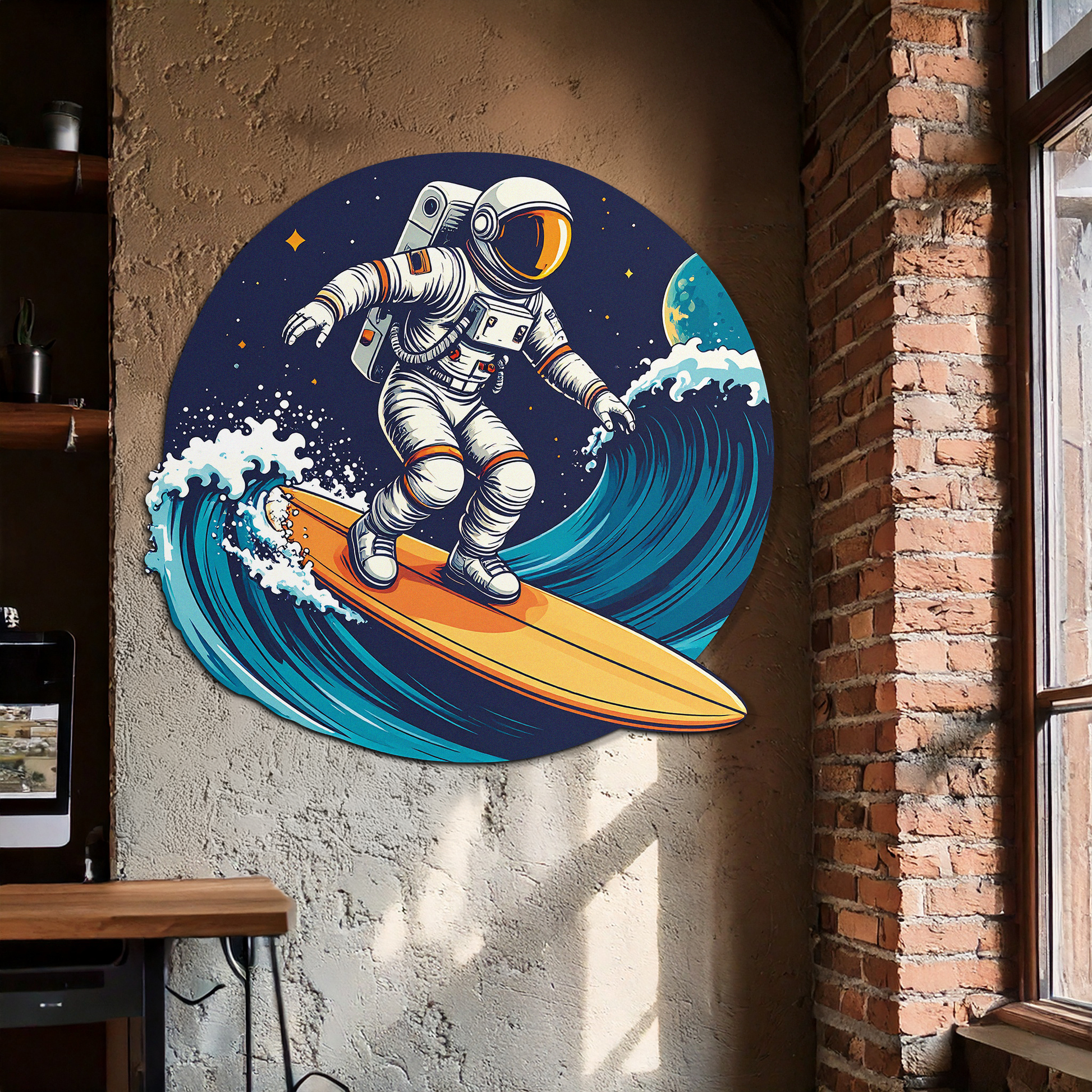 Astronaut Surfing Metal Wall Art – Space Wave UV Printed Decor-KAFUVM010 - Tampa Home & Garden Store