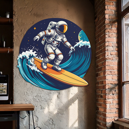 Astronaut Surfing Metal Wall Art – Space Wave UV Printed Decor-KAFUVM010 - Tampa Home & Garden Store