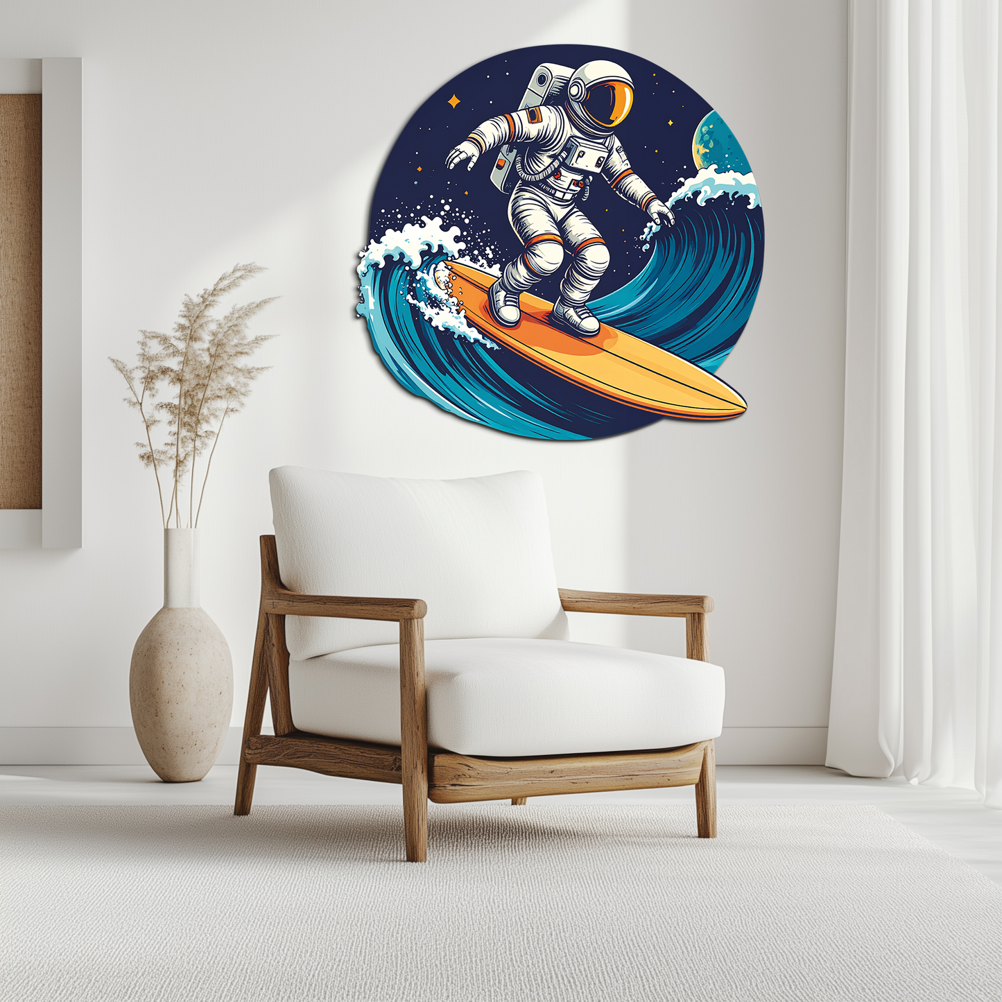 Astronaut Surfing Metal Wall Art – Space Wave UV Printed Decor-KAFUVM010 - Tampa Home & Garden Store