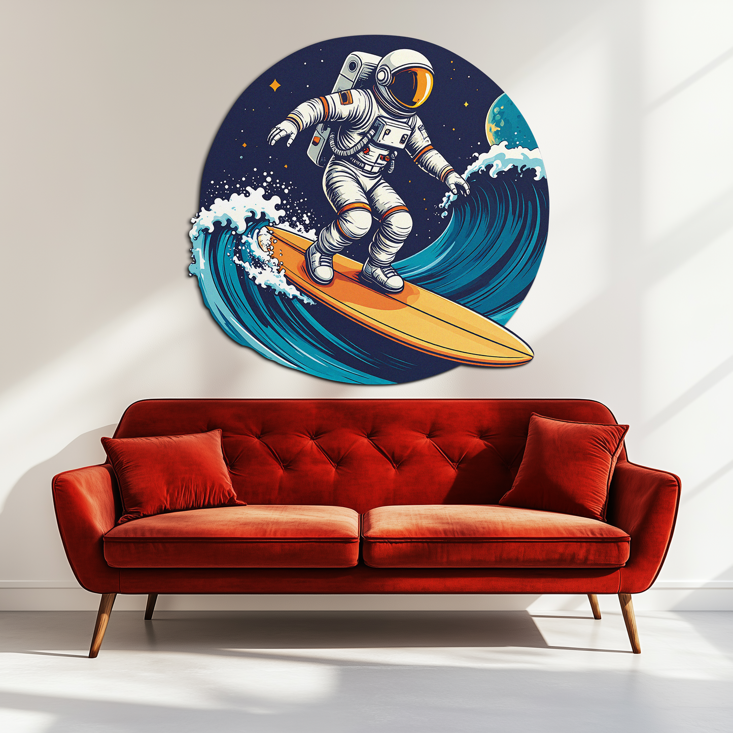 Astronaut Surfing Metal Wall Art – Space Wave UV Printed Decor-KAFUVM010 - Tampa Home & Garden Store