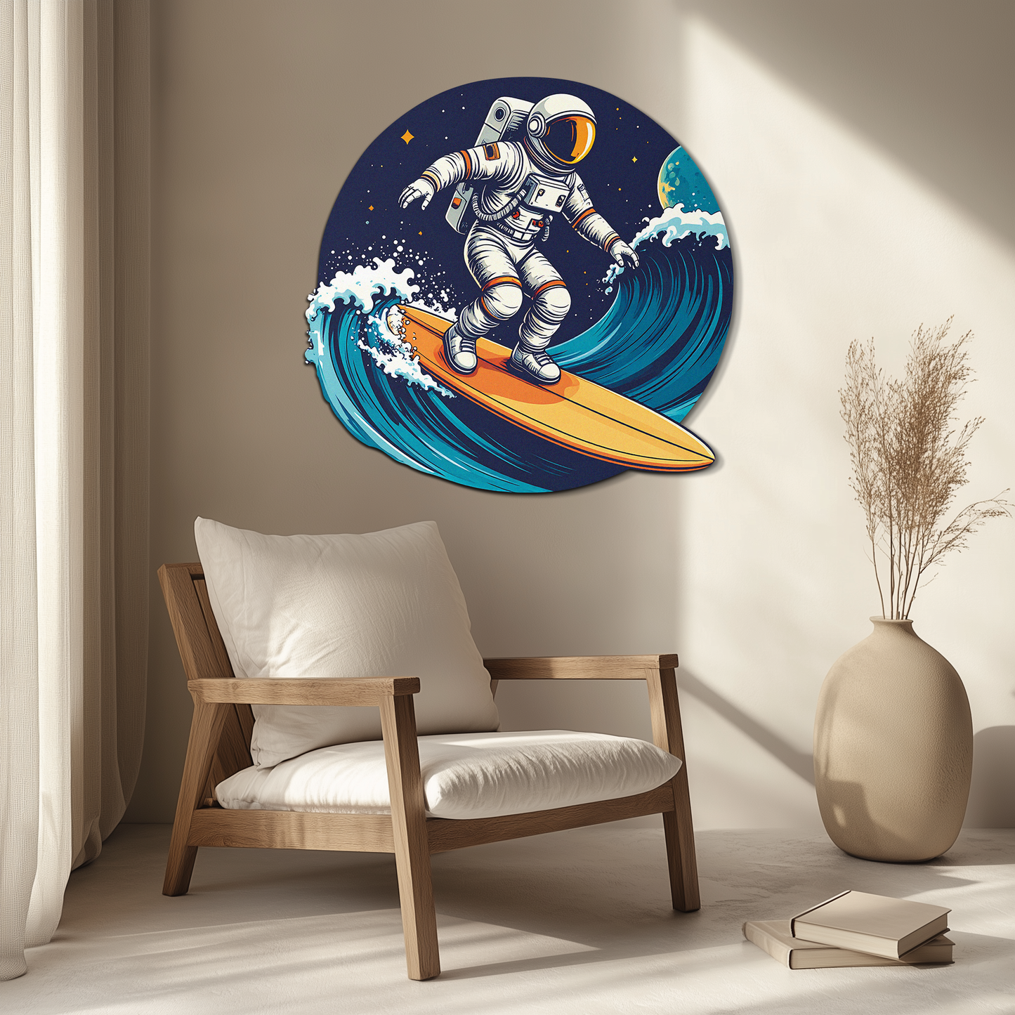 Astronaut Surfing Metal Wall Art – Space Wave UV Printed Decor-KAFUVM010 - Tampa Home & Garden Store