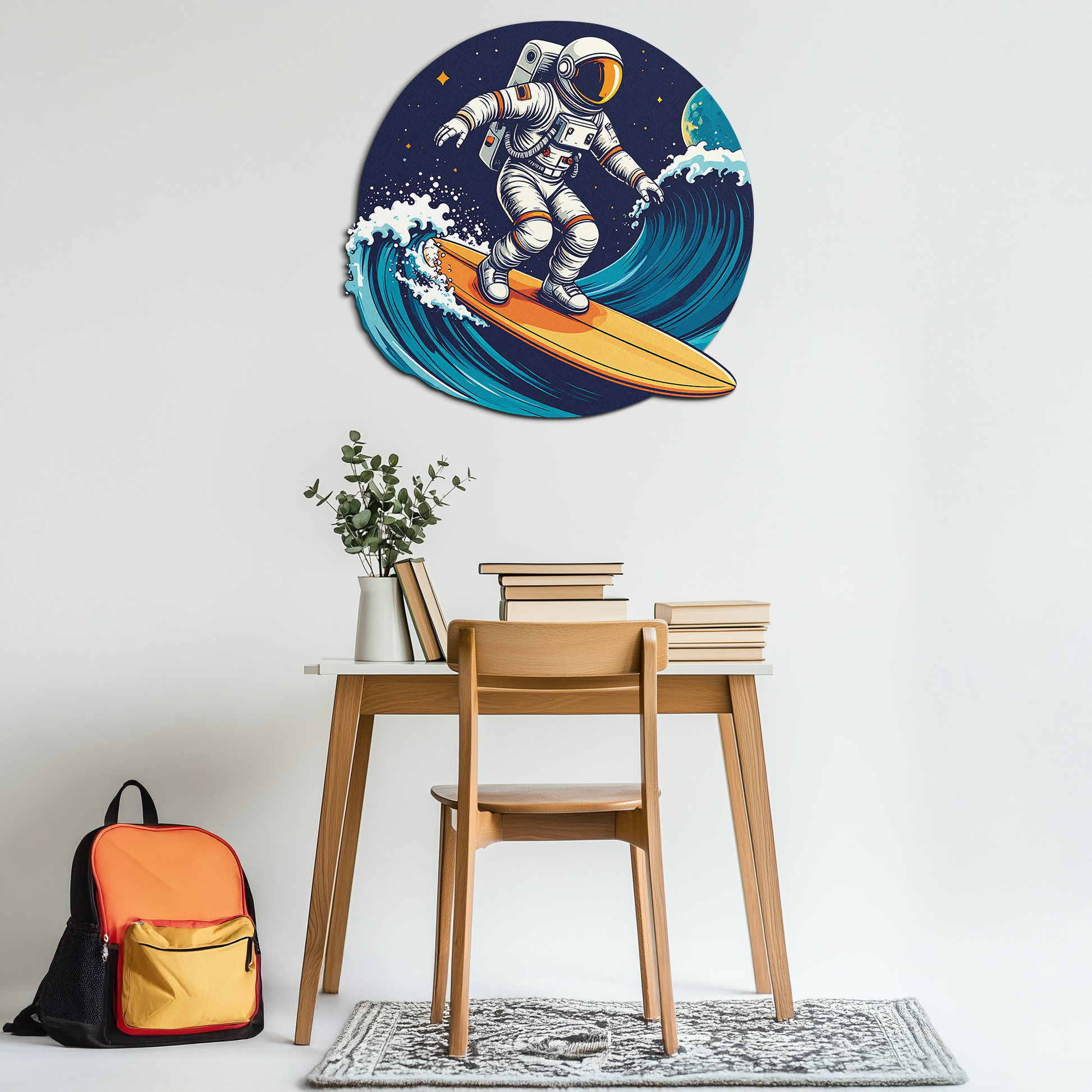Astronaut Surfing Metal Wall Art – Space Wave UV Printed Decor-KAFUVM010 - Tampa Home & Garden Store