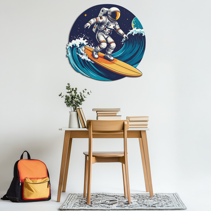 Astronaut Surfing Metal Wall Art – Space Wave UV Printed Decor-KAFUVM010 - Tampa Home & Garden Store