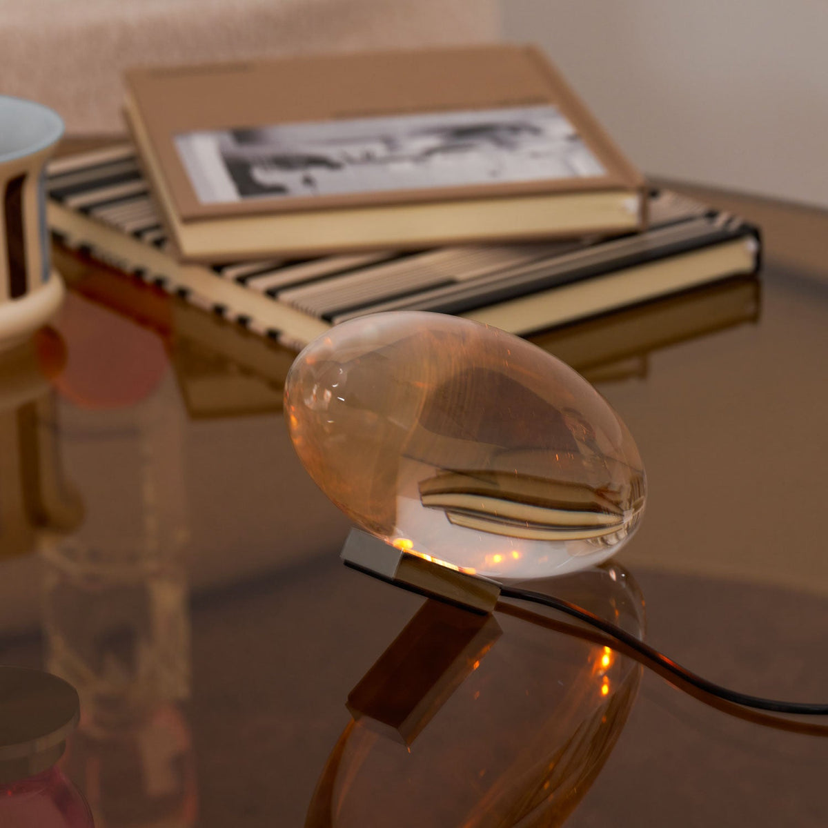 Table lamp Seren crystal glass with chrome base Moktan Sabai compact plug-in desk light on Tampa Home & Garden Store