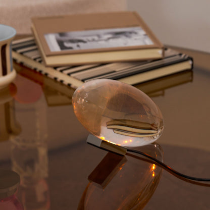Table lamp Seren crystal glass with chrome base Moktan Sabai compact plug-in desk light on Tampa Home & Garden Store