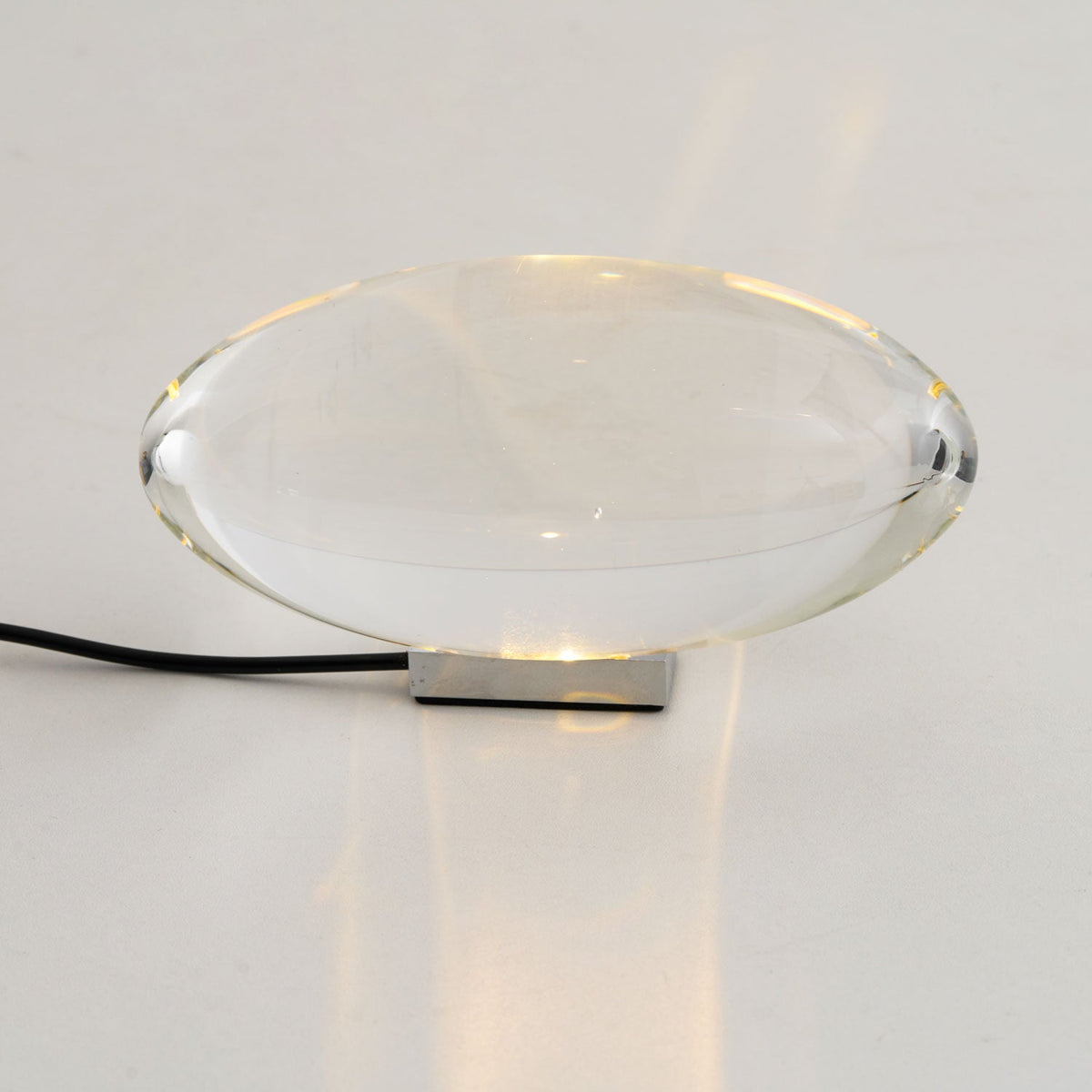 Seren oval crystal glass table lamp with chrome base, plug-in desk accent light by Moktan Sabai on Tampa Home & Garden Store