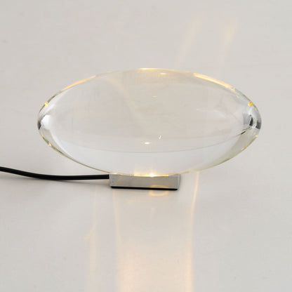 Seren oval crystal glass table lamp with chrome base, plug-in desk accent light by Moktan Sabai on Tampa Home & Garden Store