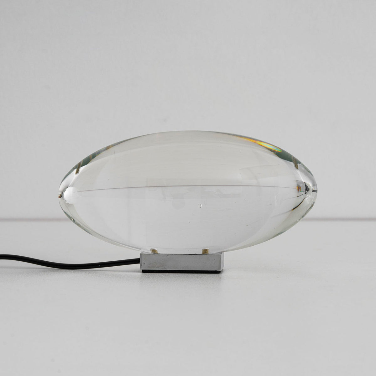 Seren crystal glass table lamp with chrome base, compact plug-in desk light by Moktan Sabai on Tampa Home & Garden Store