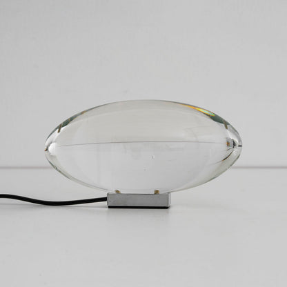 Seren crystal glass table lamp with chrome base, compact plug-in desk light by Moktan Sabai on Tampa Home & Garden Store