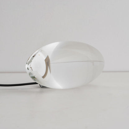 Seren crystal glass table lamp with chrome base, compact plug-in desk light by Moktan Sabai on Tampa Home & Garden Store