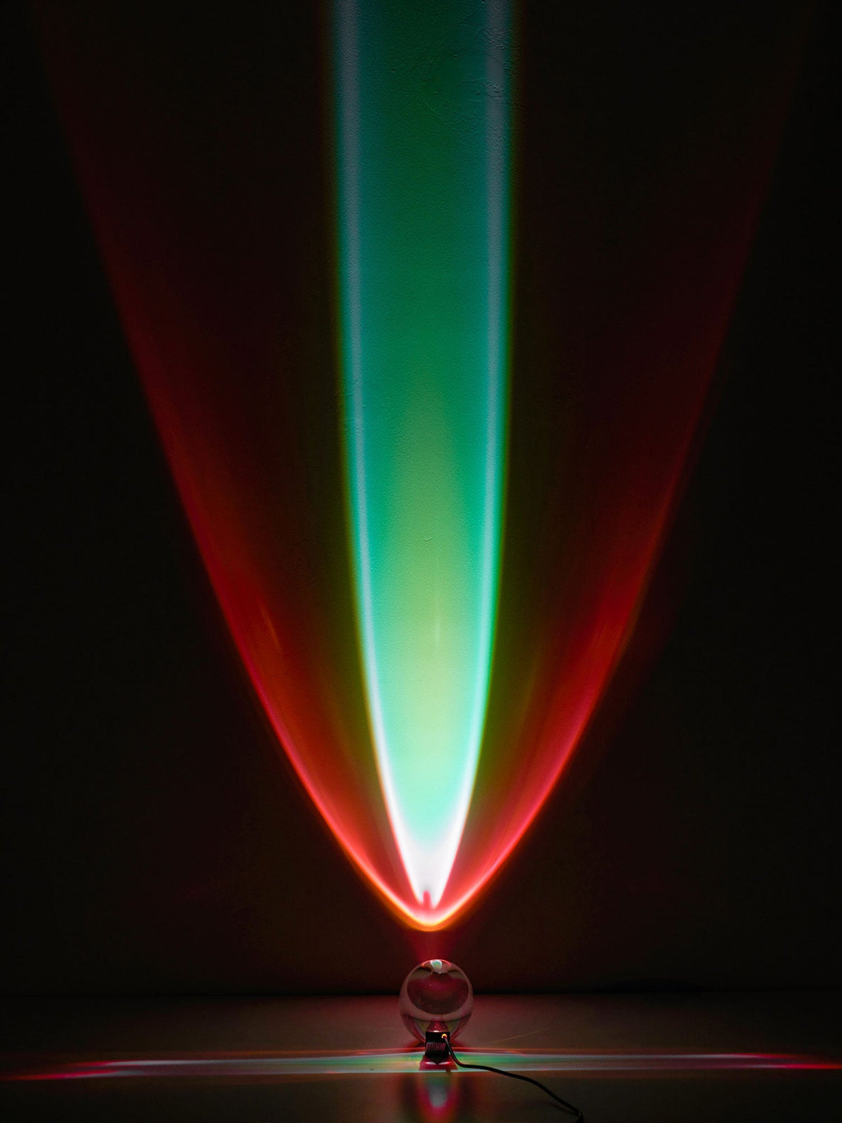 Seren crystal glass table lamp by Moktan Sabai with chrome base, plug-in desk light, red/green glow on Tampa Home & Garden Store