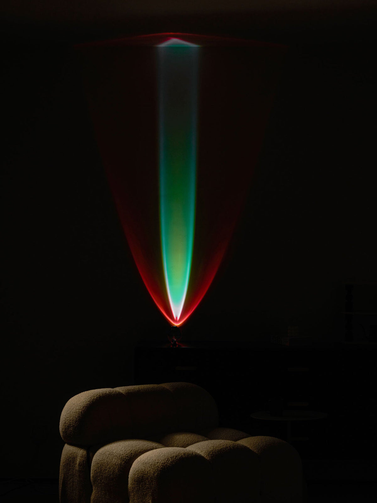 Seren crystal glass table lamp with chrome base casts red and teal glow for desk Moktan Sabai on Tampa Home & Garden Store