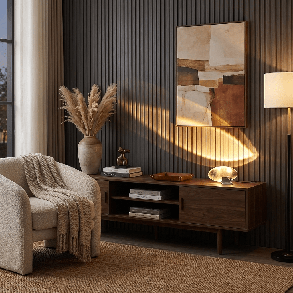 Seren crystal glass table lamp with chrome base by Moktan Sabai on a wooden console beside books on Tampa Home & Garden Store
