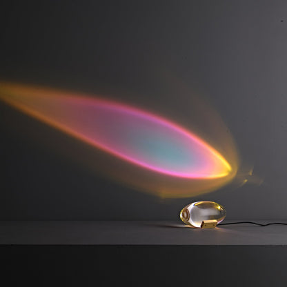 Seren crystal glass table lamp by Moktan Sabai with chrome base, compact plug-in desk light on Tampa Home & Garden Store