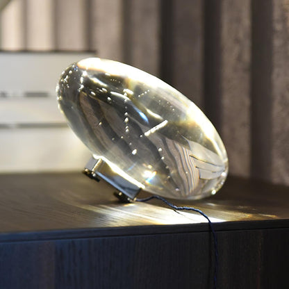 Table lamp Seren crystal glass with chrome base, Moktan Sabai plug-in desk accent light on Tampa Home & Garden Store
