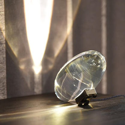 Seren crystal glass table lamp with chrome base, compact plug-in desk accent by Moktan Sabai on Tampa Home & Garden Store