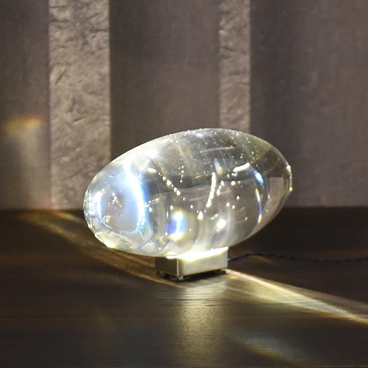 Seren crystal glass table lamp with chrome base, Moktan Sabai compact plug-in desk light on Tampa Home & Garden Store