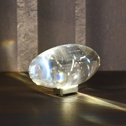 Seren crystal glass table lamp with chrome base, Moktan Sabai compact plug-in desk light on Tampa Home & Garden Store