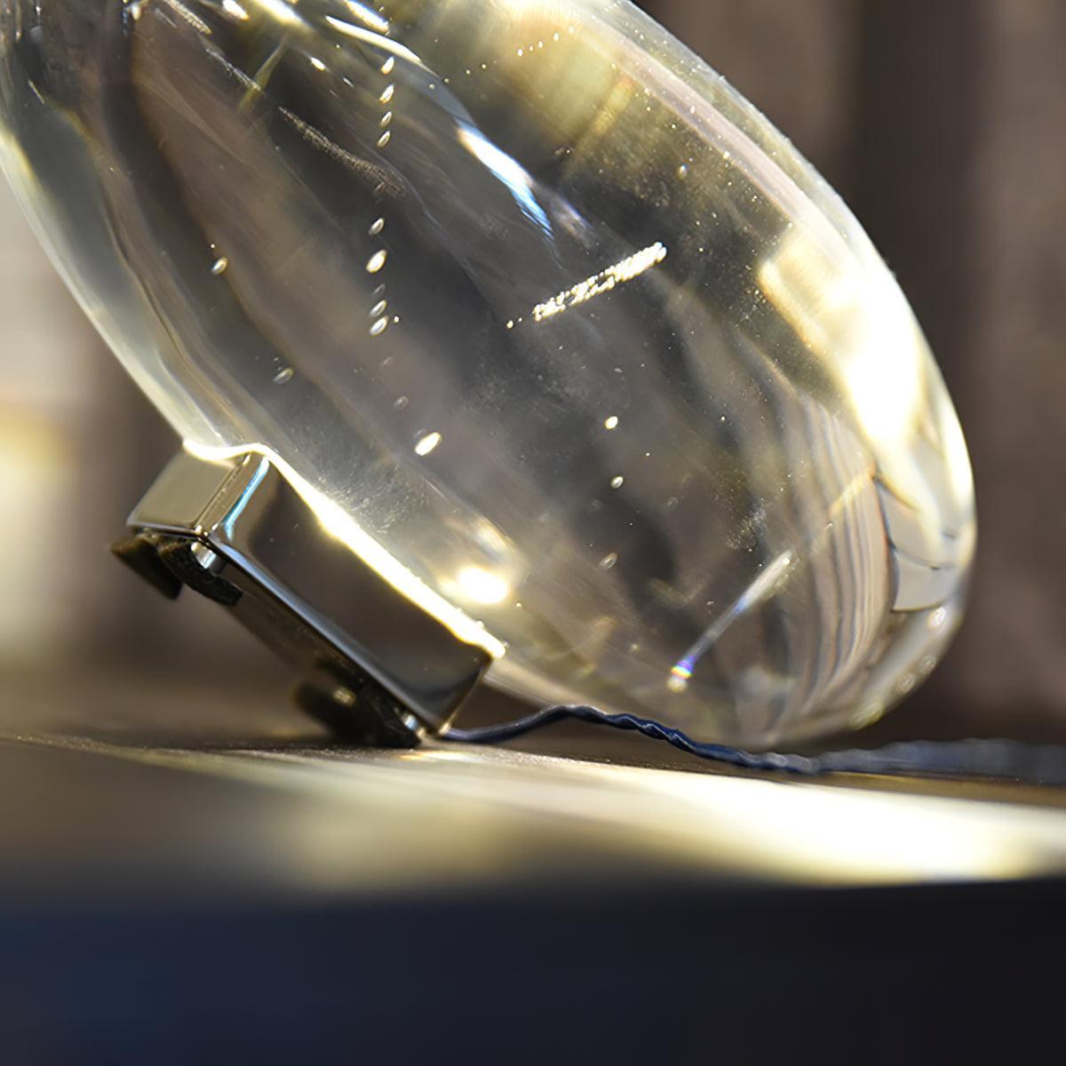 Seren crystal glass table lamp with chrome base, plug-in desk accent light Moktan Sabai on Tampa Home & Garden Store
