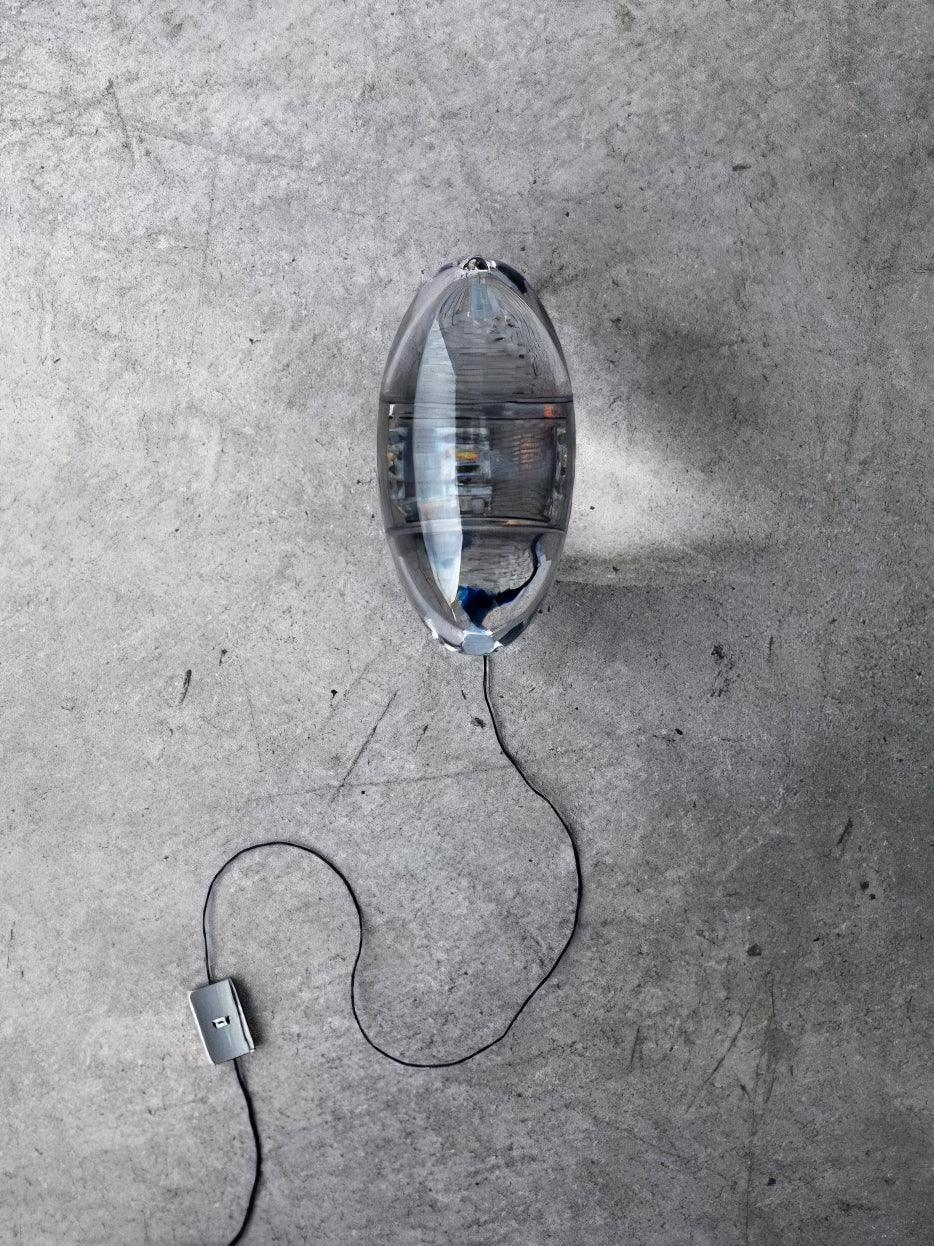 Seren crystal glass table lamp with chrome base, plug-in desk accent light on Tampa Home & Garden Store