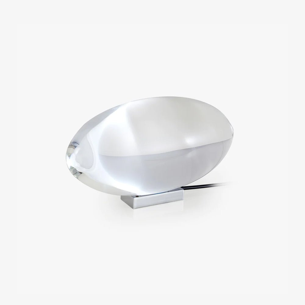 Table lamp Seren crystal glass orb with chrome base, plug-in desk accent light Moktan Sabai on Tampa Home & Garden Store