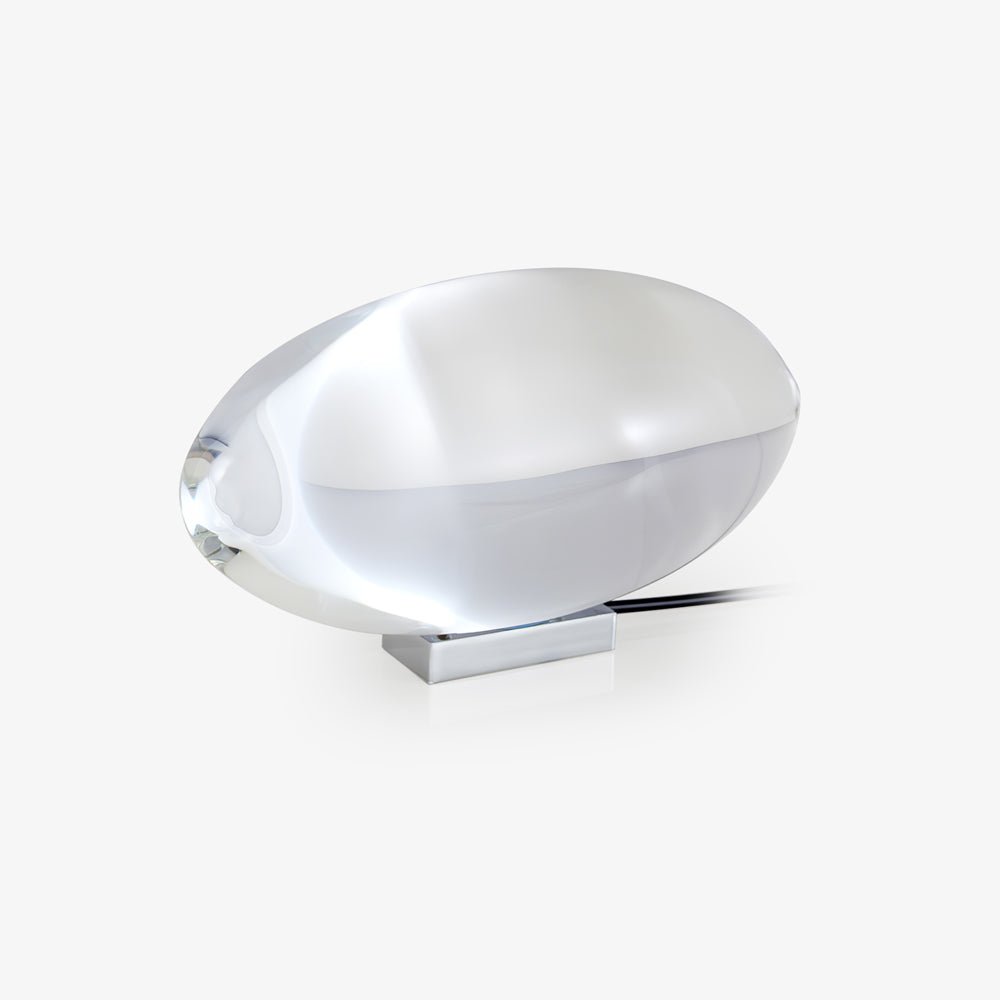 Seren crystal glass table lamp by Moktan Sabai with chrome base, plug-in desk light on Tampa Home & Garden Store