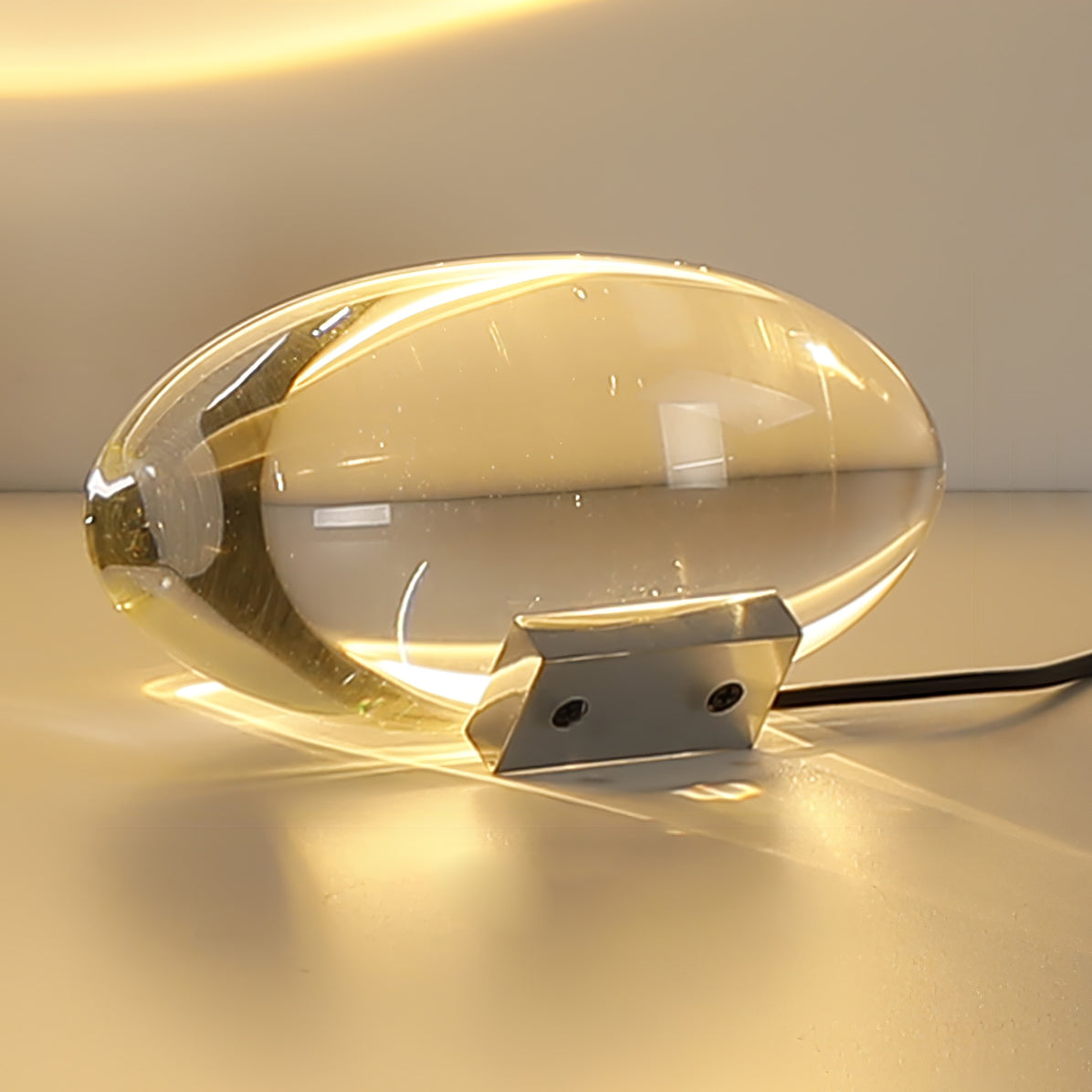 Seren crystal glass table lamp by Moktan Sabai with chrome base, plug-in desk accent light on Tampa Home & Garden Store